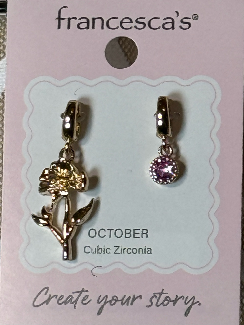 Francesca's Collections Goldtone October Birthstone & Flower Charm Set